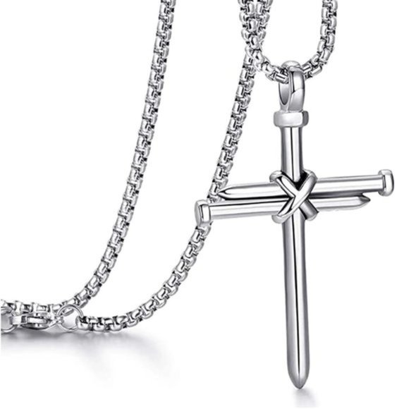Men's Stainless Steel Cross Necklace - Picture 2 of 5